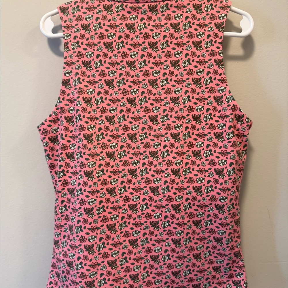 Barstool Sports Floral Printed Sleeveless Quarter Zip Tank Top - Picture 2 of 4